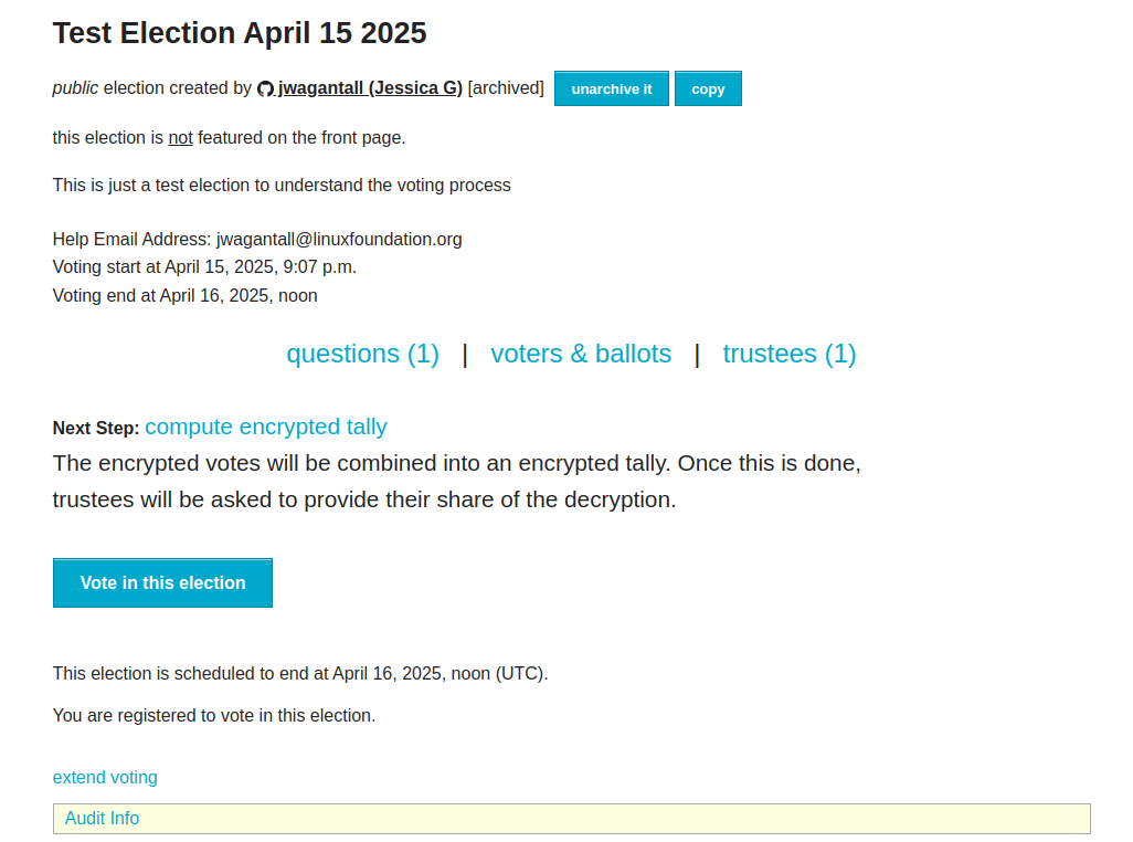 π§ͺ Helios Test Election