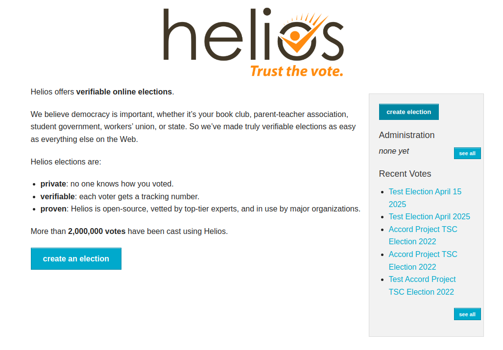 π Helios Voting Home Page